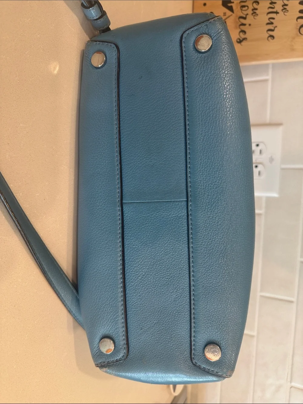 Michael Kors Blue Leather Purse with Removable Strap